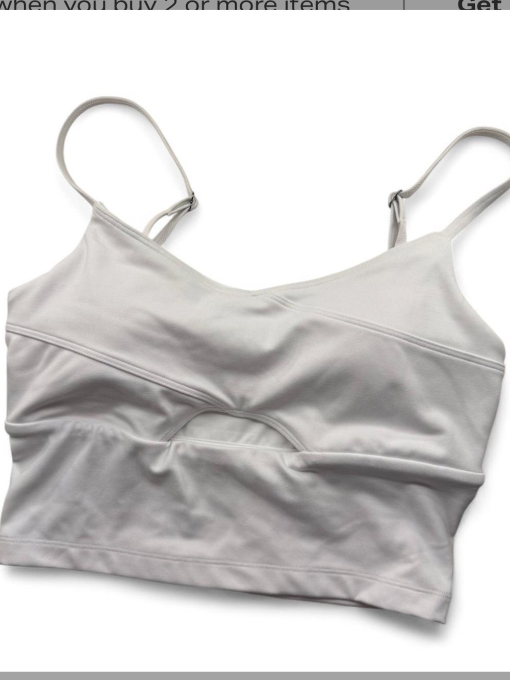 Gilly Hicks White Cropped Tank with Center Cutout